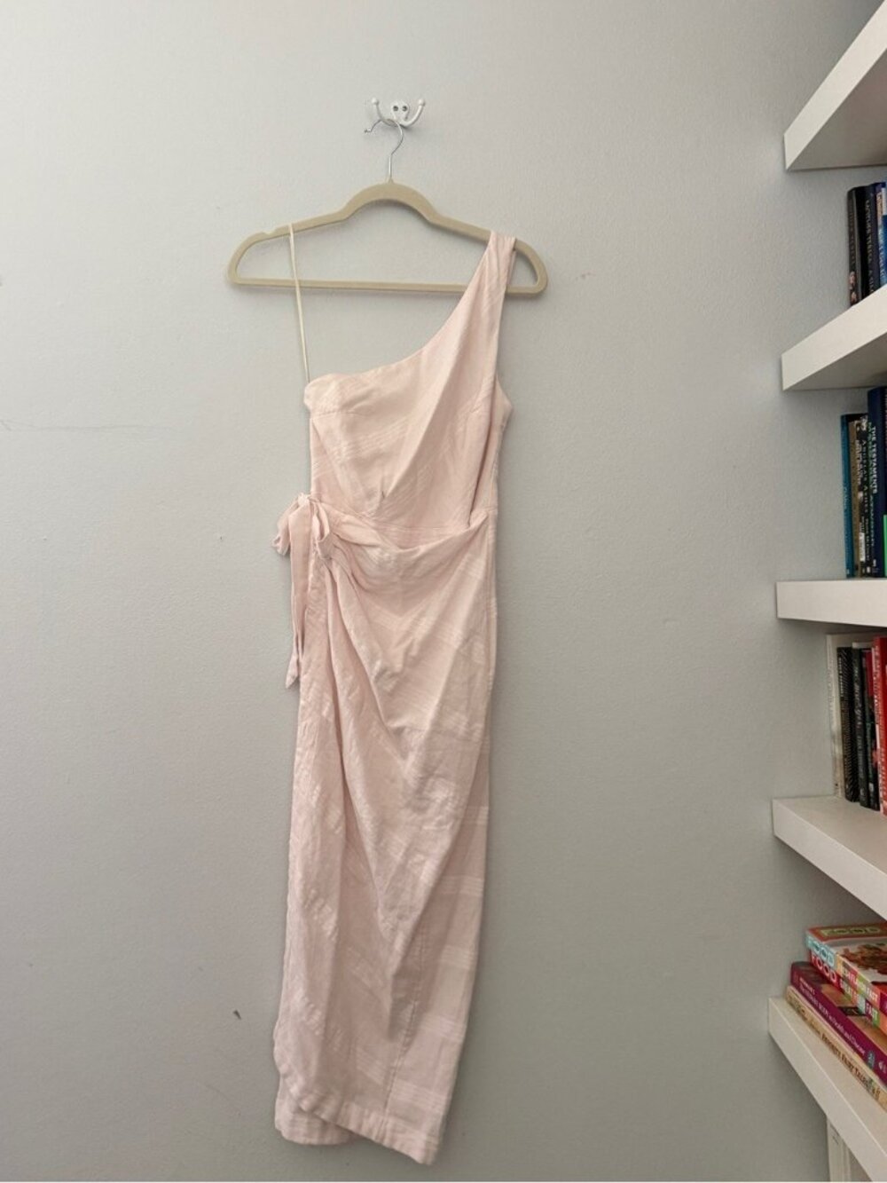 Free People At Leisure Midi Wrap Dress One Shoulder Pink Size XS NWT - Picture 4 of 12
